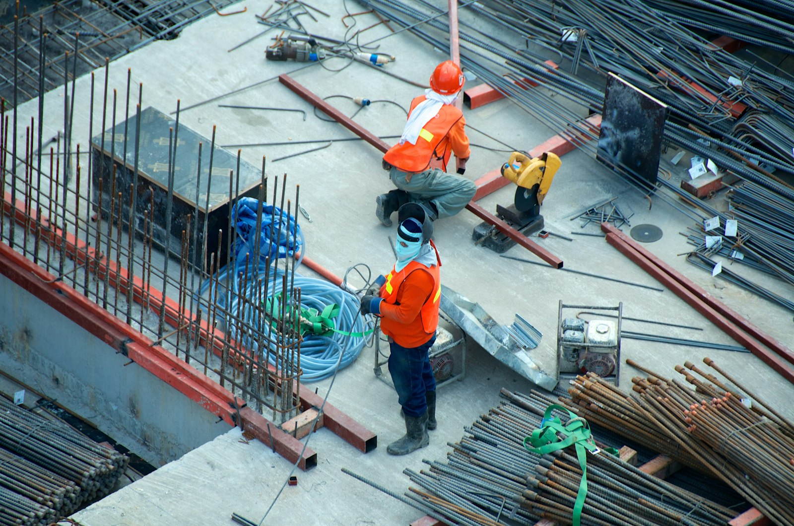 Operatives working on a structural deck on a live site.